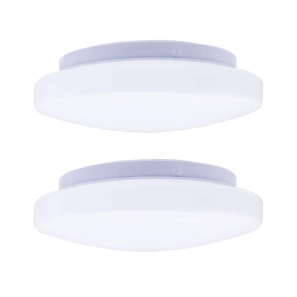 7 in. White Closet Light Low Profile 4000K LED Flush Mount Ceiling Light Fixture for Hallway Laundry Room (2-Pack)