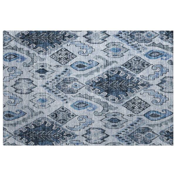 Dream Shag Premium Machine Washable Abstract ADS775 Blue 3 ft. x 4 ft. Area Rug