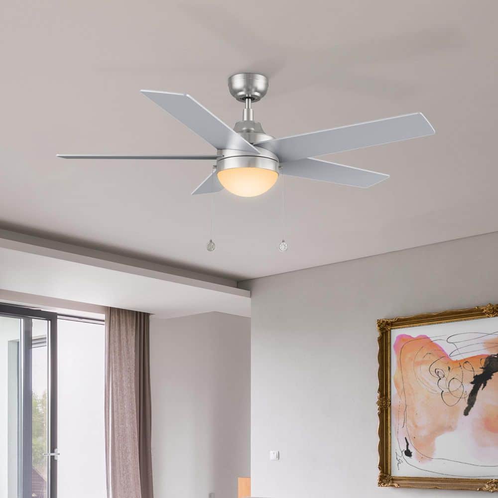Zaire 52 in. Indoor Brushed Nickel Downrod Standard 3-Speed DC Ceiling Fan with Dimmable LED and Pull Chain price history on PriceWatchPro