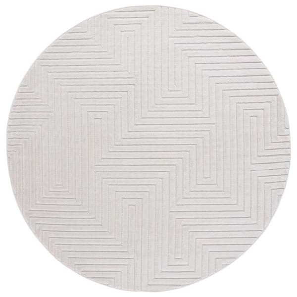Selena 7 ft. x 7 ft. Ivory Solid Geometric Round Area Rug