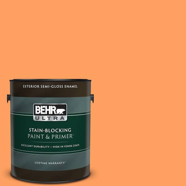 BEHR ULTRA 1 gal. #250B-5 Orange Spice Semi-Gloss Enamel Exterior Paint & Primer