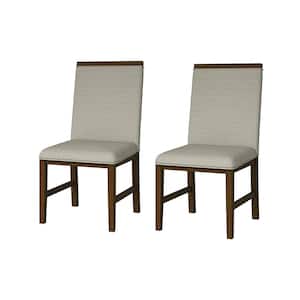 Philippa Walnut Modern Upholstered Dining Chair with Sturdy Rubber Wood Legs (Set of 2)