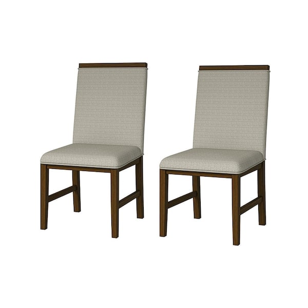 JAYDEN CREATION Philippa Walnut Modern Upholstered Dining Chair with Sturdy Rubber Wood Legs (Set of 2)