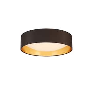 Orme 16 in. W x 4.53 in. H 1-Light Black/Gold LED Flush Mount with White Plastic Diffuser