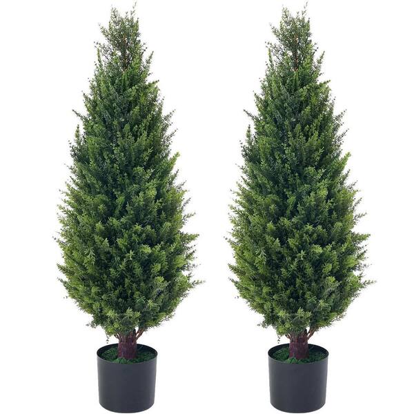 Afoxsos 37.00 in. H Artificial Cypress Tree with Planter for Indoor and Outdoor Decoration