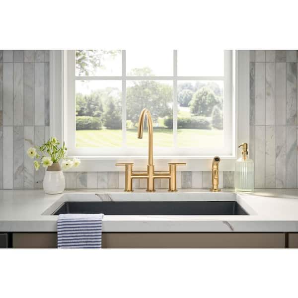 Gerber Parma Double Handle Deck Mount Bridge Kitchen Faucet with