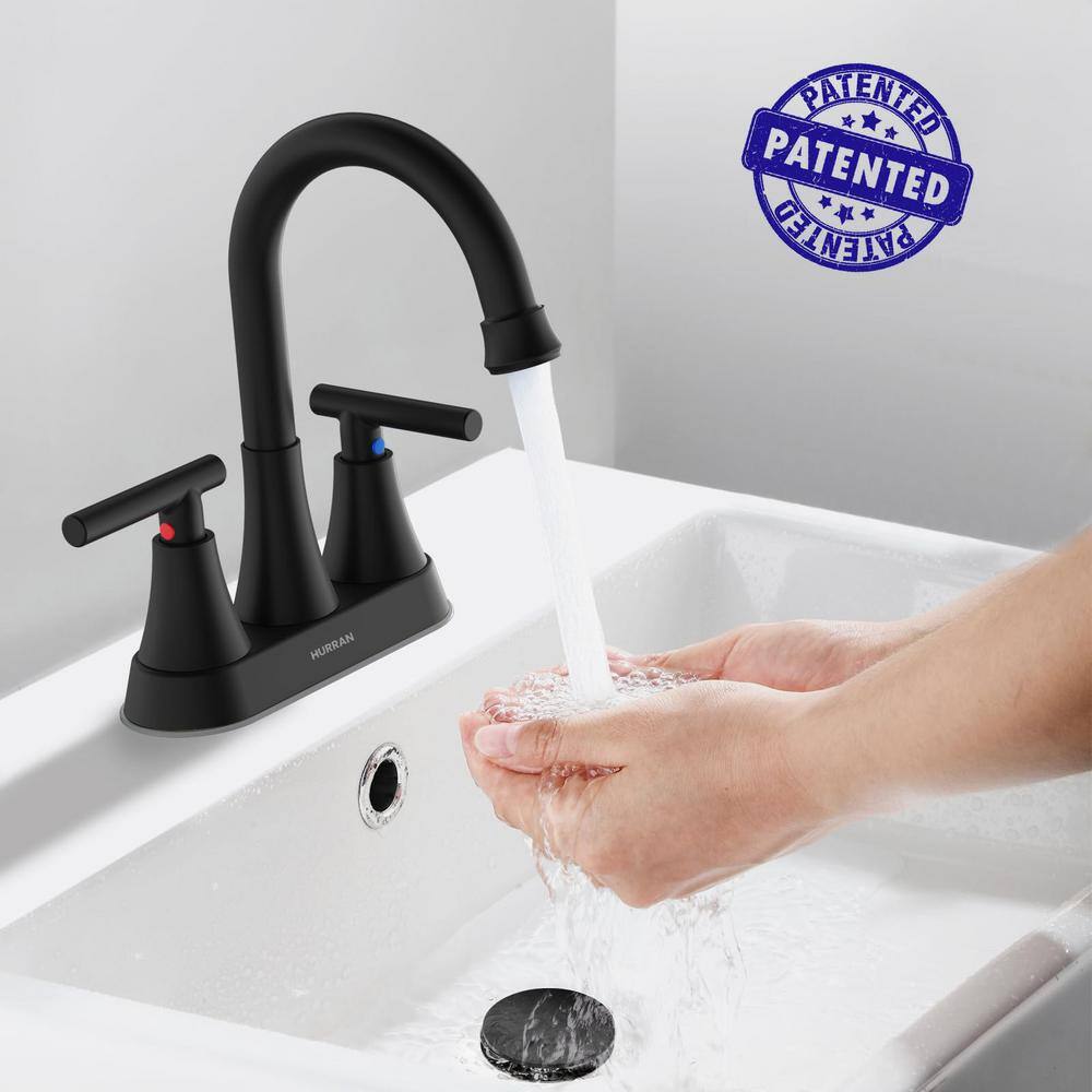 Matte Black Stainless Steel Double Handle High Arc Bathroom Faucet