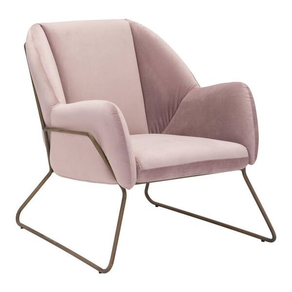 ZUO Stanza Pink Velvet Arm Chair