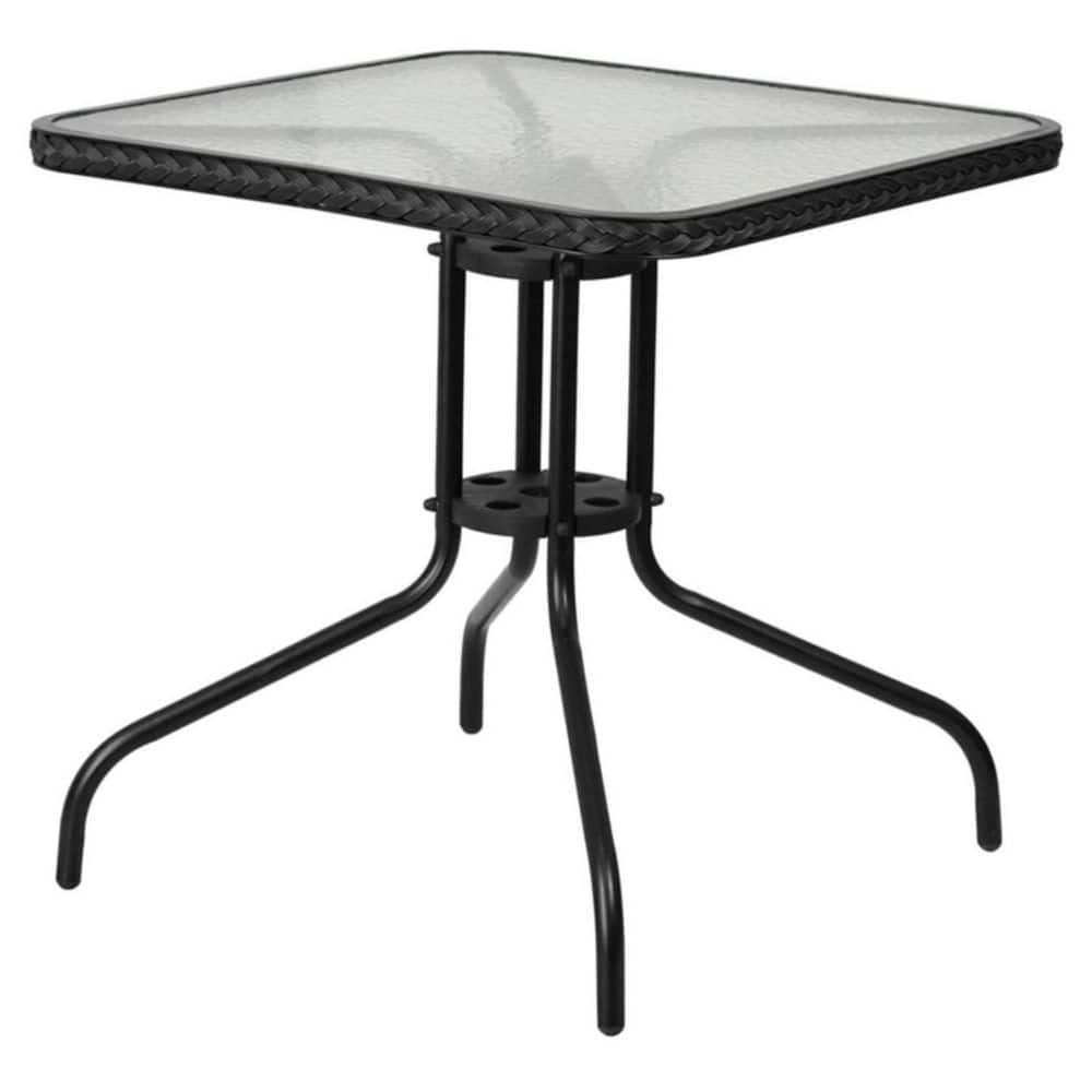 Black Square Metal 28 in. Outdoor Bistro Table