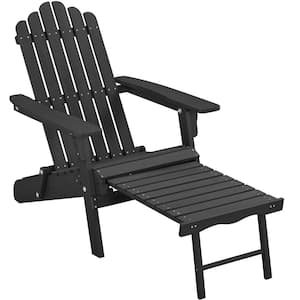 Black Folding Adirondack Chair with Adjustable Backrest