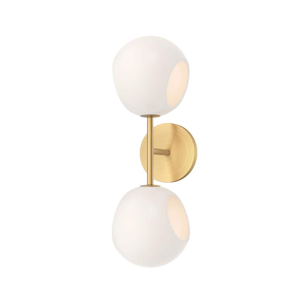 Willow Brushed Gold Vanity Light with Opal Matte Glass