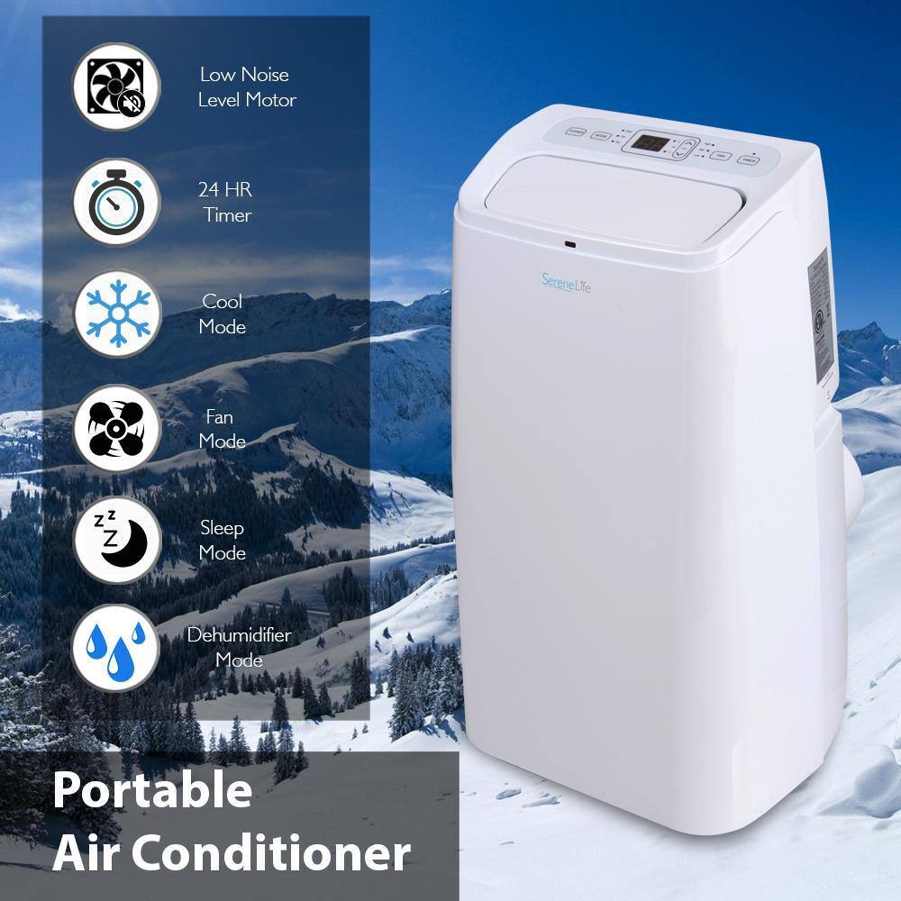 SereneLife 12,000 BTU White Portable Air Conditioner with Remote
