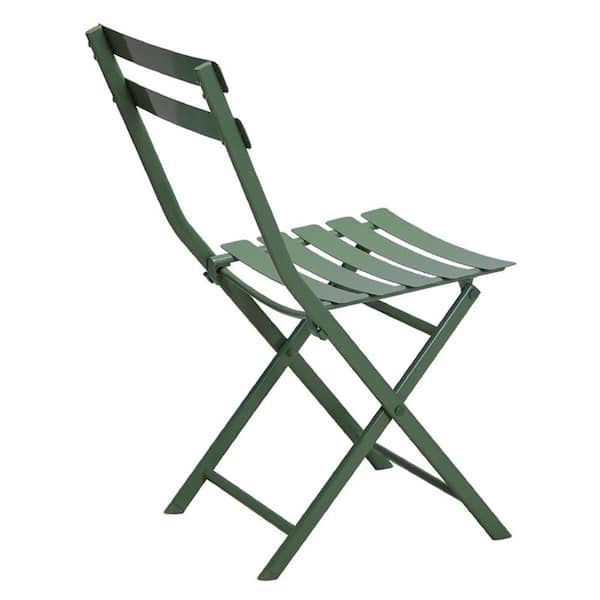 Cubilan Green Foldable Metal Outdoor Dining Chairs, 31.7 in., Green (Set of 2)