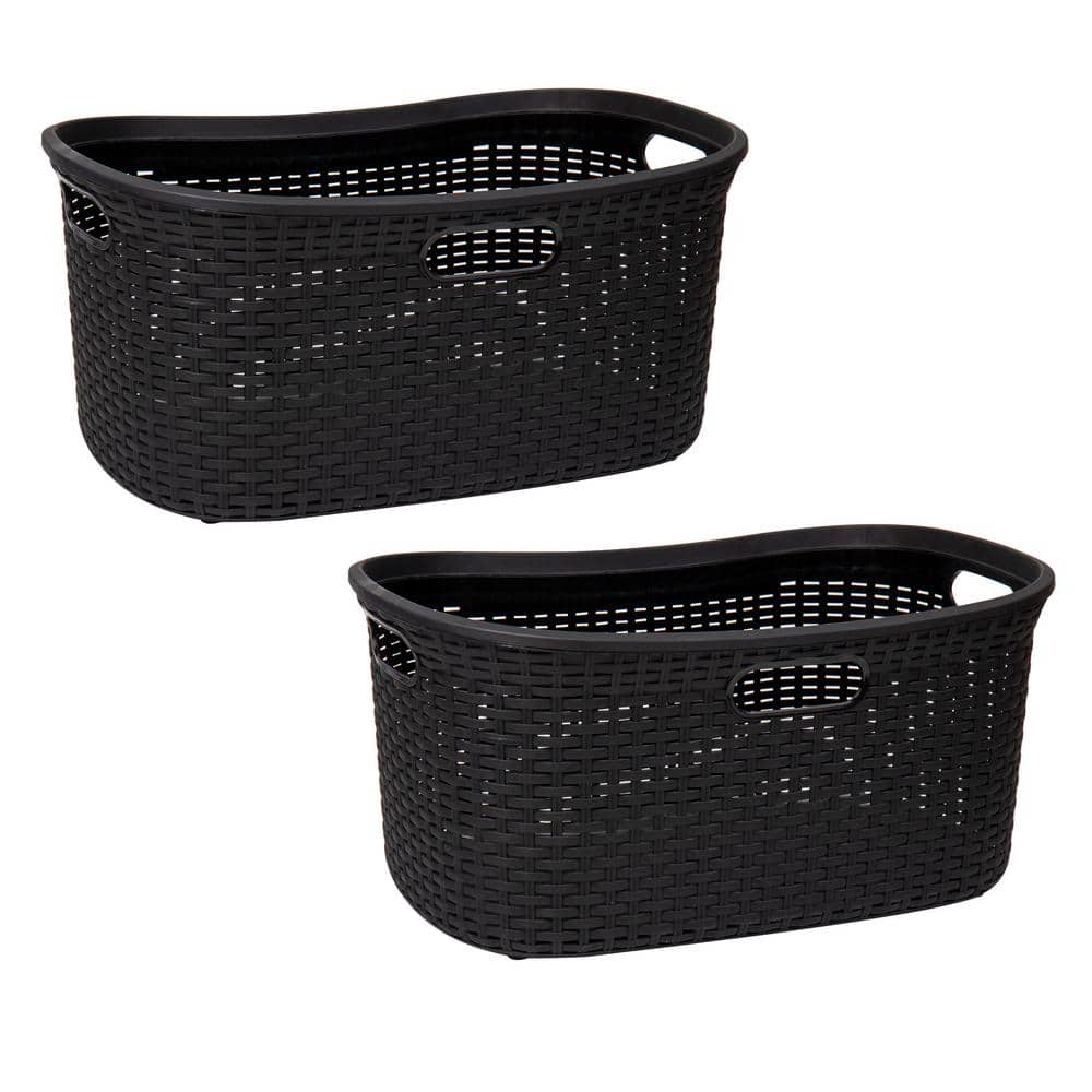 Black 11 in. H x 14.25 in. W x 23 in. L Plastic 60L Modern Rectangle Laundry Room Hamper (Set of 2) price history on PriceWatchPro