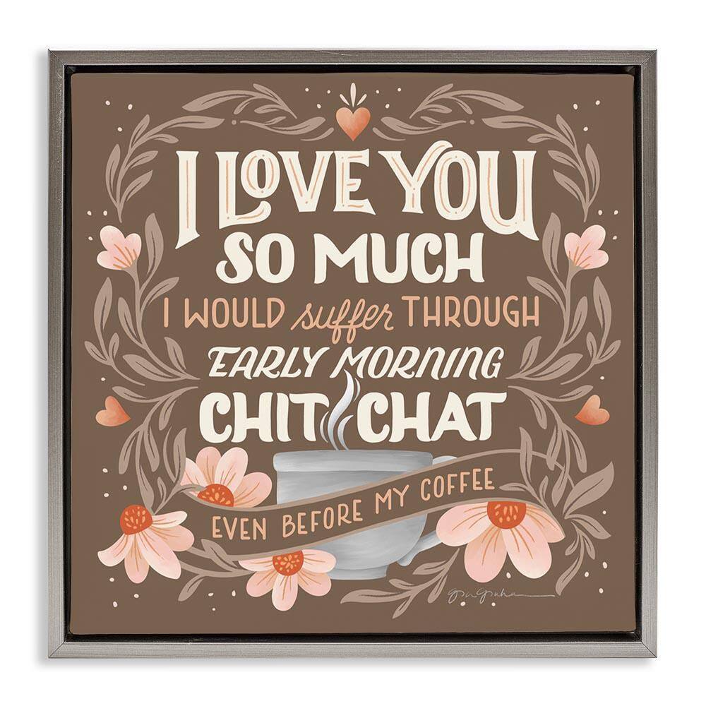 Chat Before Coffee Humor by Gia Graham Gray Floater Frame Food Graphic Art Print 18 in. x 18 in. price history on PriceWatchPro