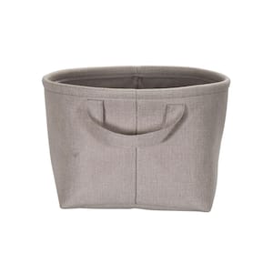 Gray Round Collapsible Fabric Laundry Basket with Linen Lining and Handles