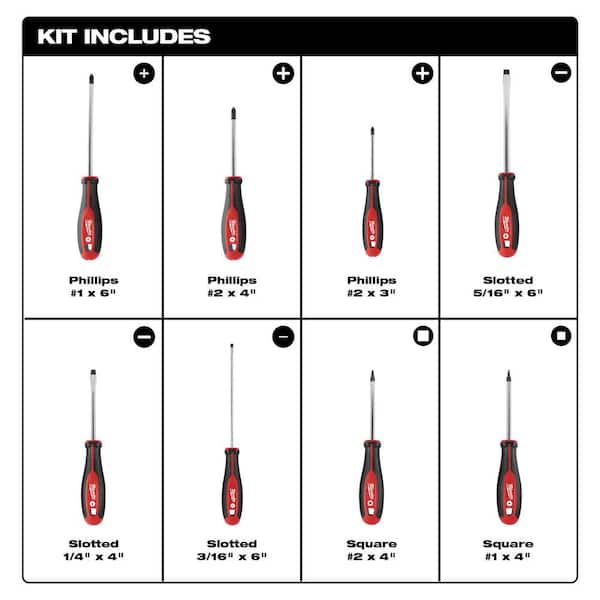 Milwaukee 8 deals piece screwdriver set