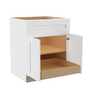 Washington Vesper White Plywood Shaker Stock Assembled Base Kitchen Cabinet Soft Close 1 ROT 27 in. x34.5 in. x24 in.