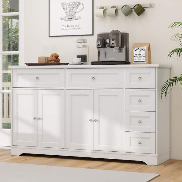 Reviews for Gymax White 59'' MDF Large Storage Cabinet Buffet