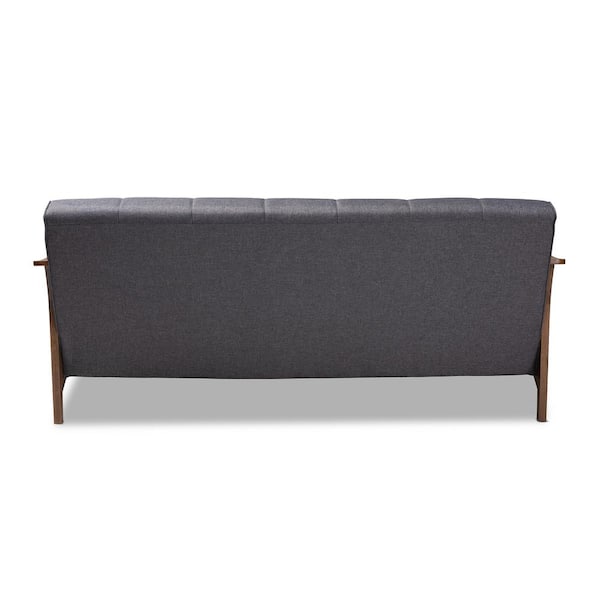 Baxton Studio Larsen 76 in. Gray Walnut Fabric 3 Seater Cabriole