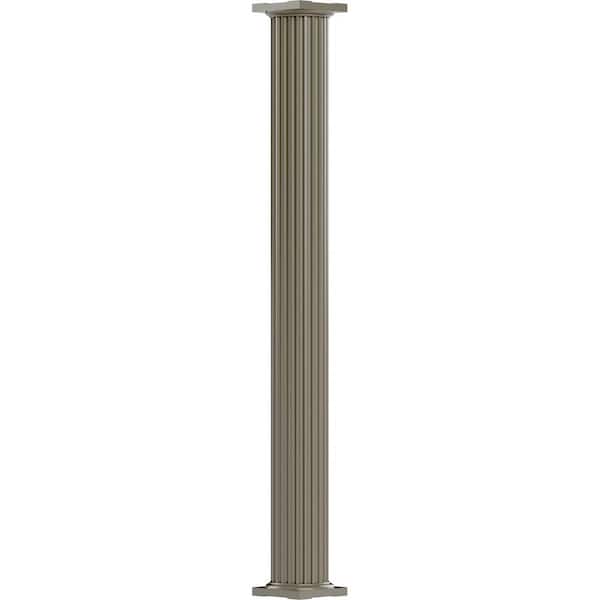 AFCO 8' x 7-5/8" Endura-Aluminum Column, Round Shaft (Post Wrap Installation), Non-Tapered, Fluted, Wicker