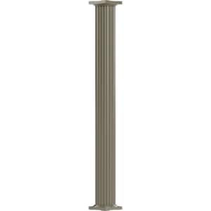 8' x 10" Endura-Aluminum Column, Round Shaft (For Post Wrap Installation), Non-Tapered, Fluted, Wicker Finish