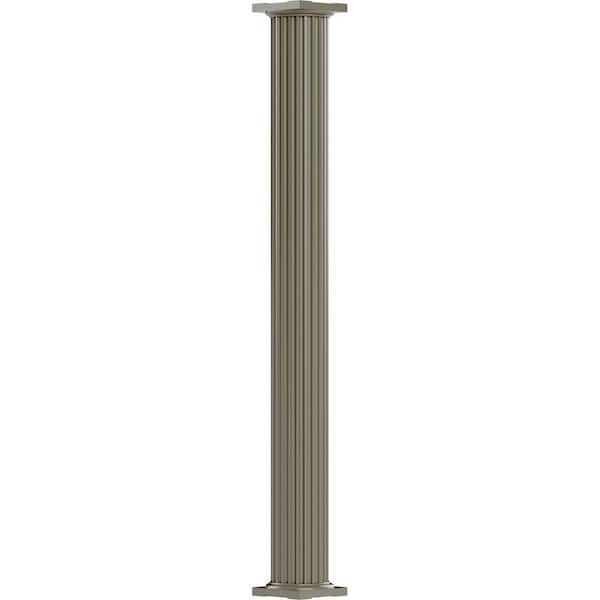 AFCO 9' x 10" Endura-Aluminum Column, Round Shaft (For Post Wrap Installation), Non-Tapered, Fluted, Wicker Finish