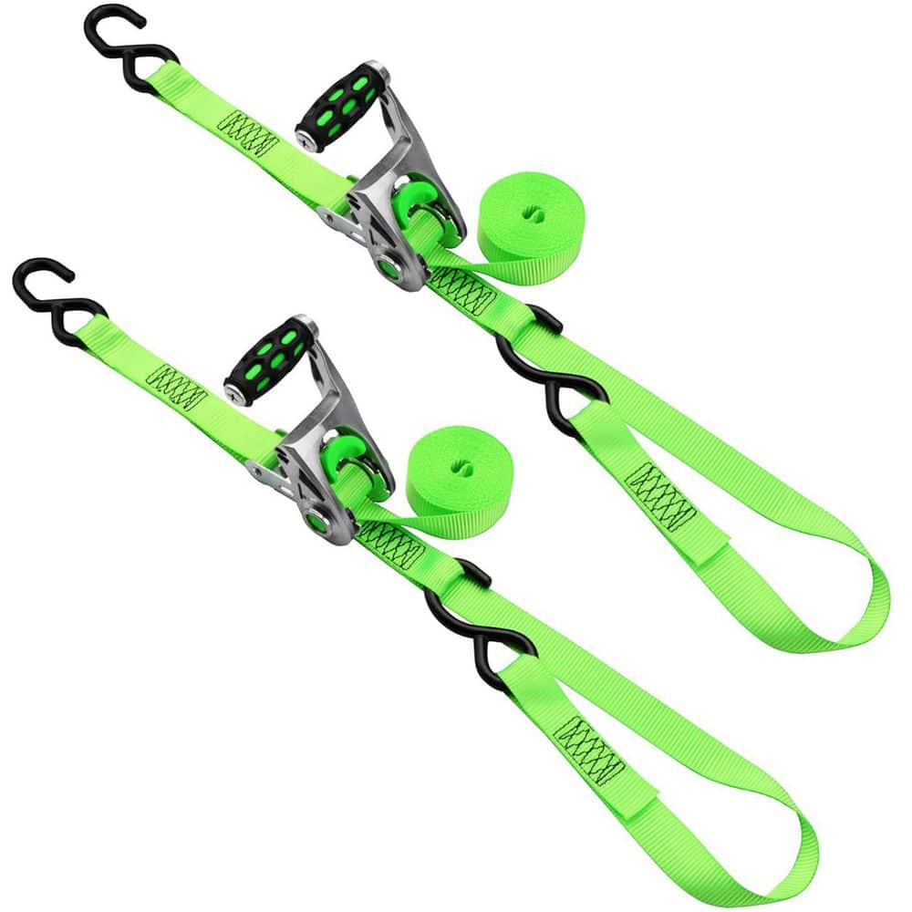 1 x 14 ft. Ratchet Tie Down Straps with Aluminium Alloy Handle and Vinyl Coated S-Hooks, 500 lb, 2-Pack price history on PriceWatchPro
