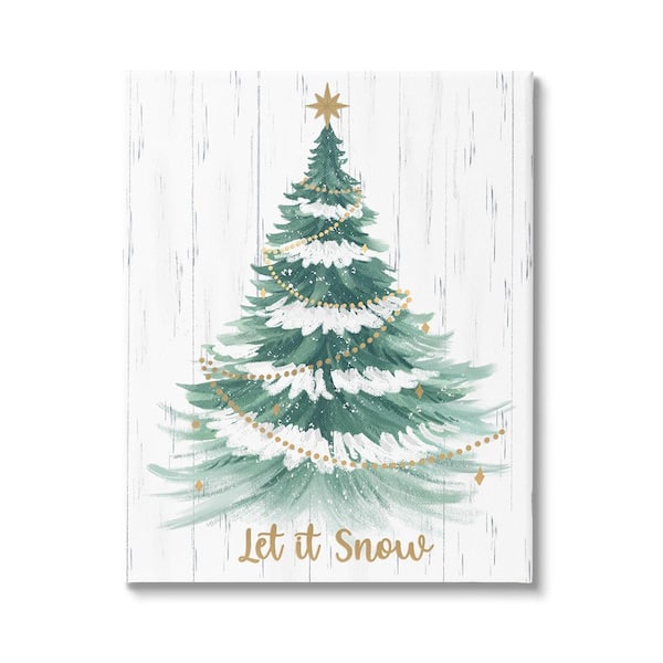 Stupell Industries Let it Snow Rustic Tree bySharon Lee 1 Piece Unframed Graphic Print Typography Poster Art Print 30 in. x 24 in.