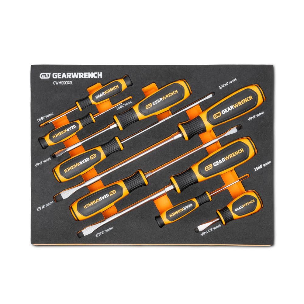 GEARWRENCH Slotted Dual Material Screwdriver Set with EVA Foam Storage