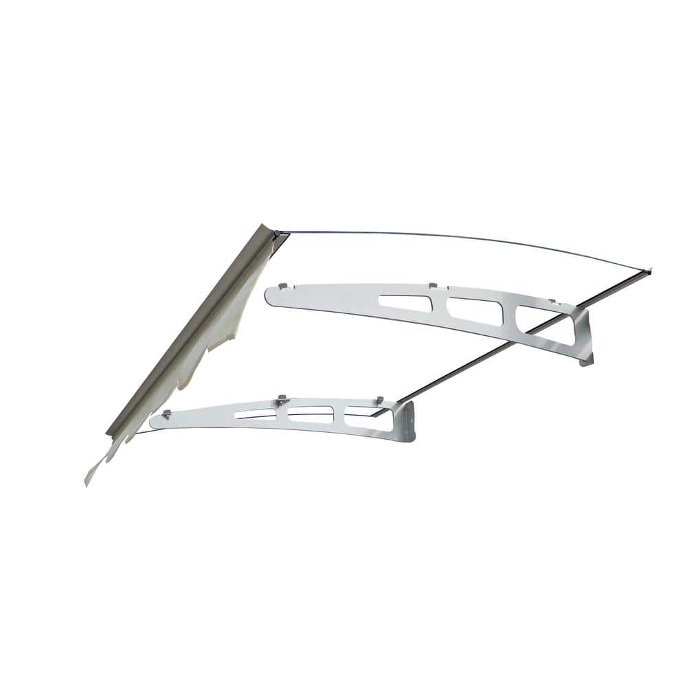 Silver 3.9 ft. x 2.8 ft. Solid Polycarbonate Door Window Awning Outdoor Can