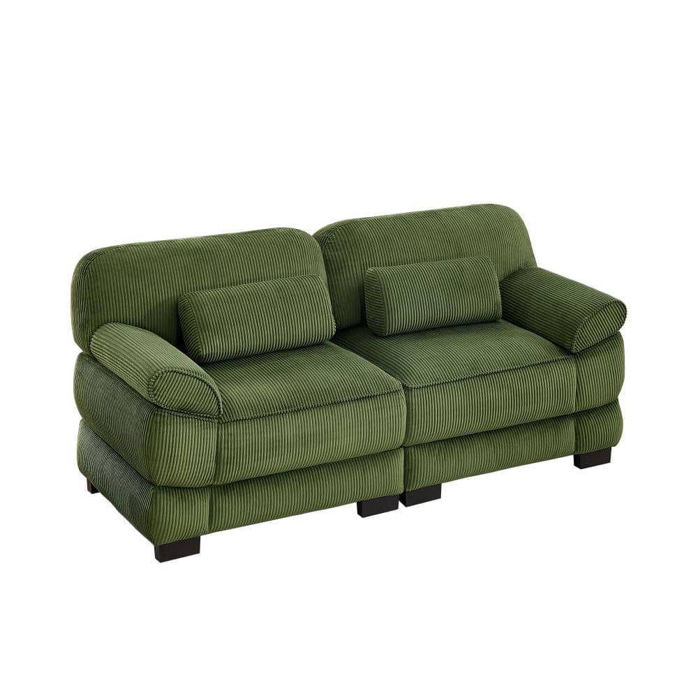 Cloud Couch 76.4 in. Wide Modular Corduroy 2-Seater Sofa with Detachable Armrest and Deep Seat Cushions in Green price history on PriceWatchPro