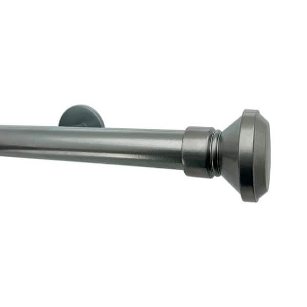 Tekno Pro 84" Non-Adjustable 1.13 in. Diameter Decorative Traverse Curtain Rod with Santos Finial in Silver