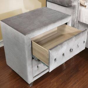 Nealy Gray 2-Drawer 26.38 in. W Nightstand