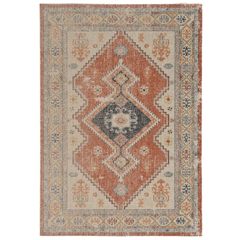 Linon Home Decor Puissant Zero Lofton Ivory and Rust 5 ft. x 8 ft., Ivory & Rust -  THDR03873
