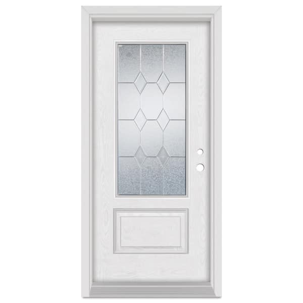 Stanley Doors 32 in. x 80 in. Geometric Left-Hand 3/4 Lite Zinc Finished Fiberglass Oak Woodgrain Prehung Front Door