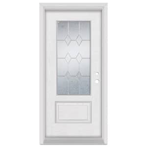 36 in. x 80 in. Geometric Left-Hand 3/4 Lite Zinc Finished Fiberglass Oak Woodgrain Prehung Front Door