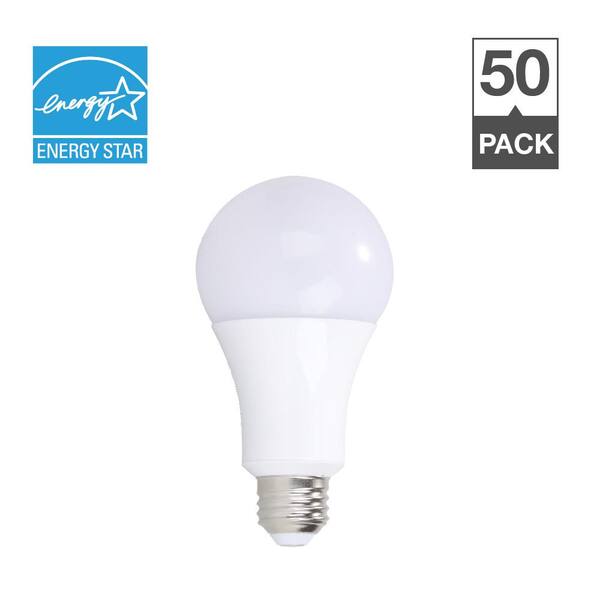 Simply Conserve 40 60 100 Watt Equivalent A19 3 Way Energy Star Warm White 25 000 Hour Led Light Bulb Soft White 50 Pack L14a193way27k The Home Depot
