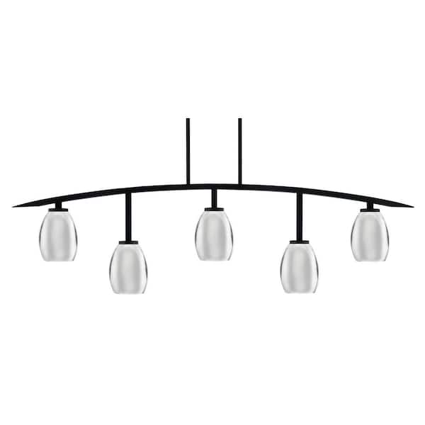 Unbranded Siena 5-Light Matte Black Billiard-Light with Chrome Metal Shades