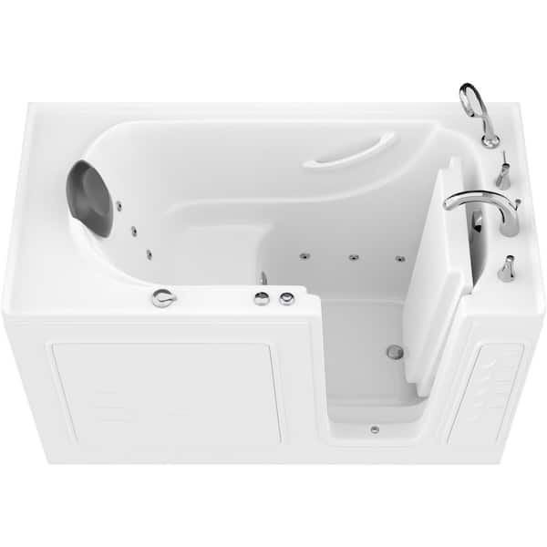 WTHDX Series 30 in. x 59 in. Right Drain Whirlpool Walk-in Bathtub in White with Fast Filling Faucet Set