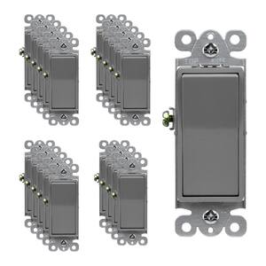 ENERLITES Elite Series Decorator Rocker Light S , 15A 120V 277v Gloss Finish Single Pole 3 Wire Grounding Screw Residential Grade Ul Listed 91150 Sv Si