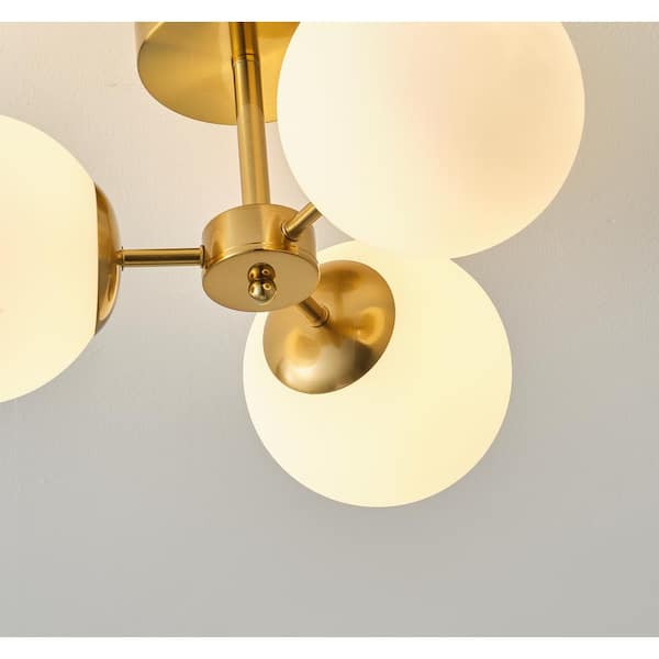 GoYeel 14.57 in. 3-Light Gold Modern/Contemporary Semi-Flush