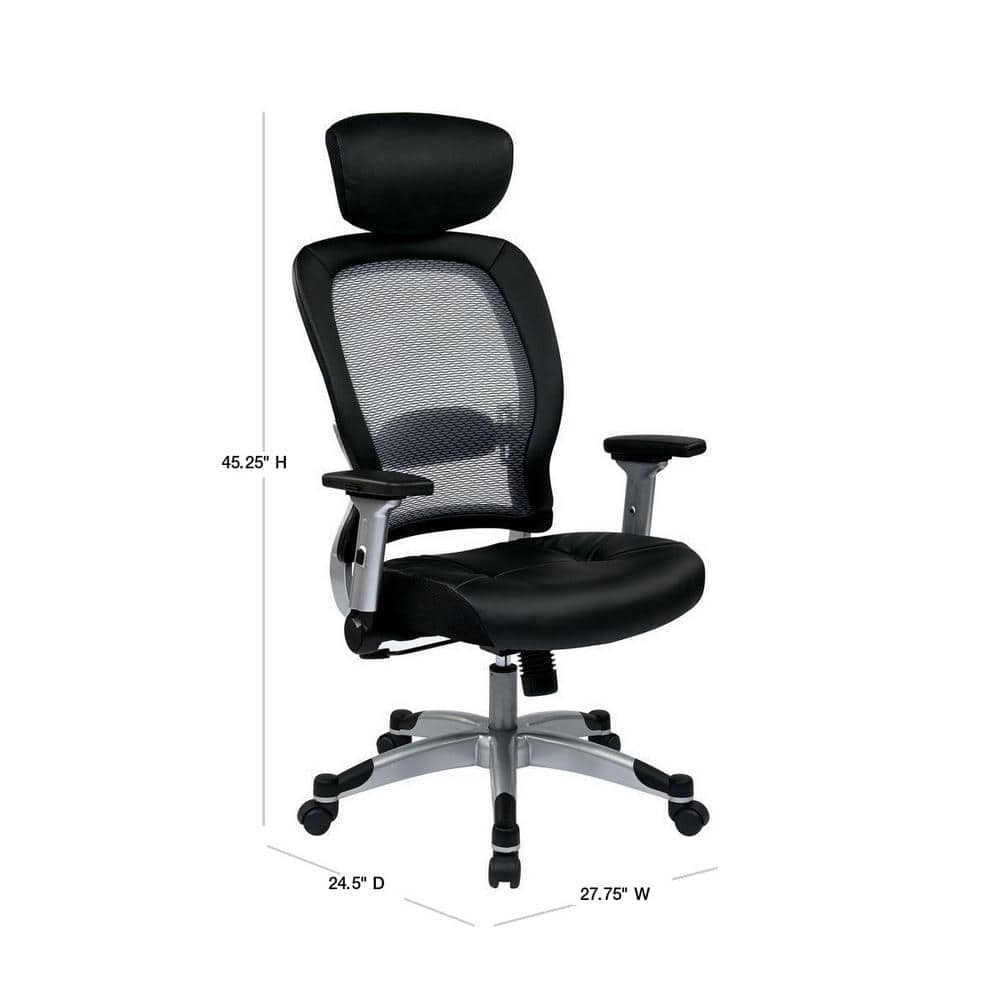 Black Mesh and Leather High Back Executive Swivel Chair