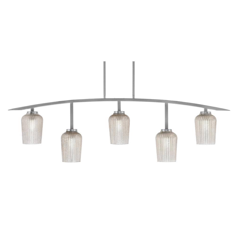 Siena 51.25 in. 5-Light Graphite Chandelier with 5 in. Silver Textured Glas