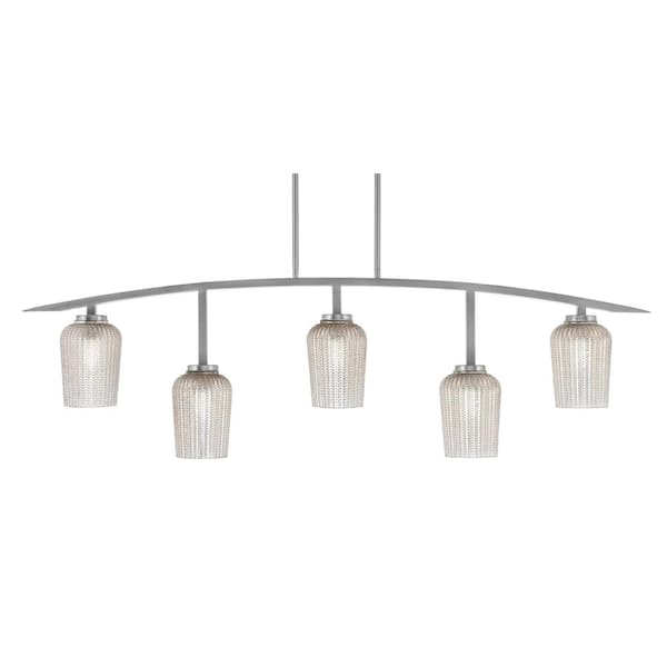 Unbranded Siena 51.25 in. 5-Light Graphite Chandelier with 5 in. Silver Textured Glass Shades, no bulbs included