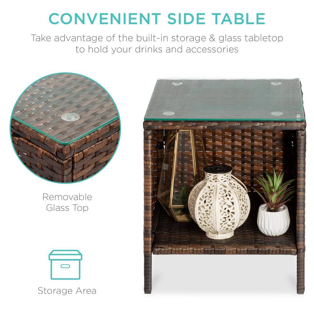Brown and Tan Wicker 3-Piece Outdoor Patio Bistro Set