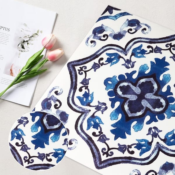 12 in. x 120 in. x 0.04 in. Blue Peel and Stick Vinyl Backsplash Roll, Decor Wall and Flooring Roll (1-Pack/10 sq. ft. )