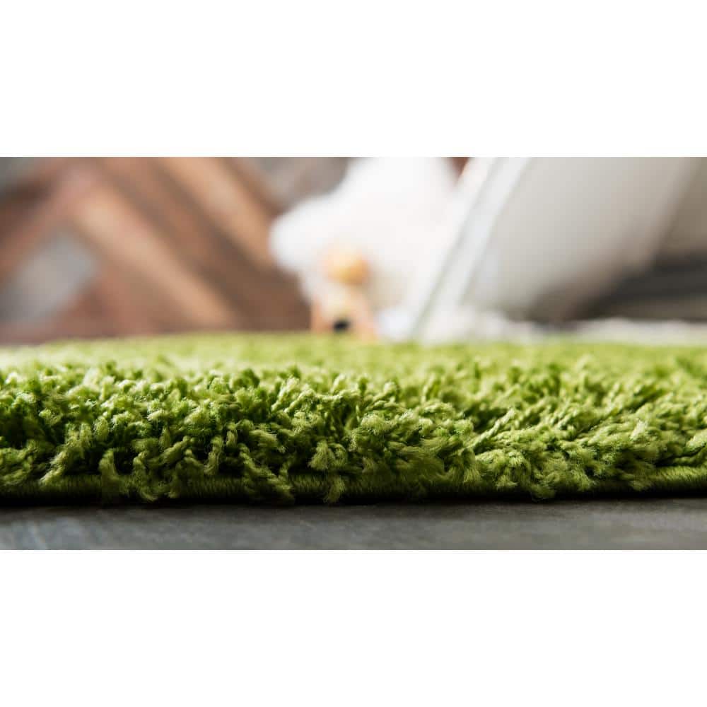 Handmade Green Synthetic Shag Kids' 4' x 6' Rug