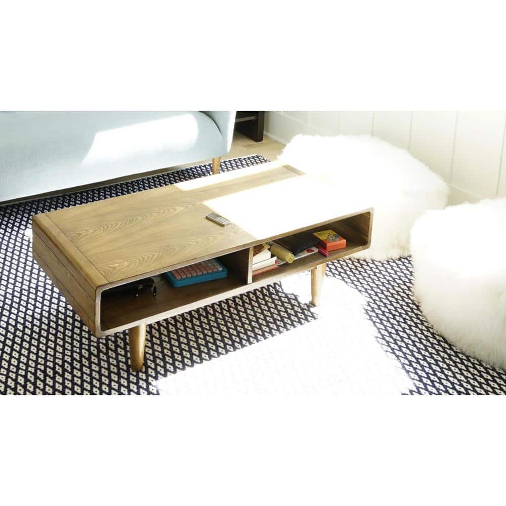Devon Deco Walnut Mid-Century Coffee Table with Brass Caps