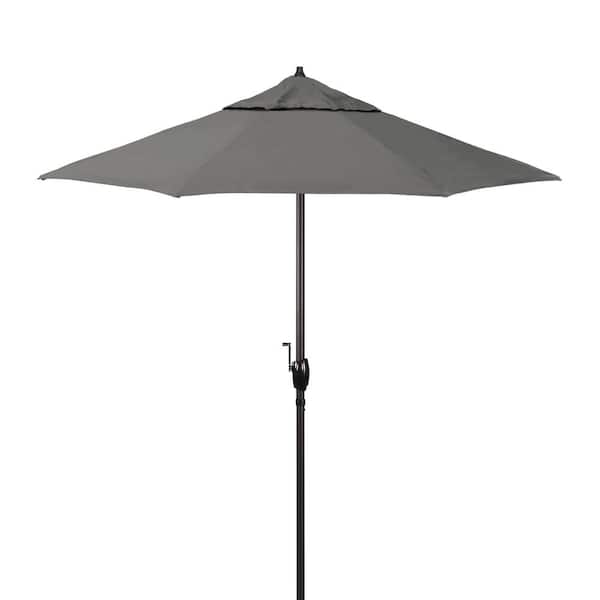 California Umbrella 7.5 ft. Bronze Aluminum Market Patio Umbrella with Fiberglass Ribs Crank and Autotilt in Zinc Pacifica Premium